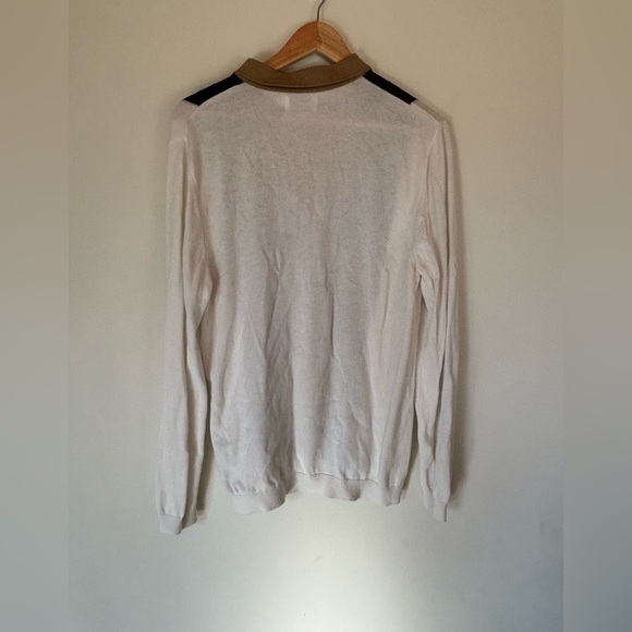 Topman-White long sleeve ith tan andblack color block - Picture 4 of 5